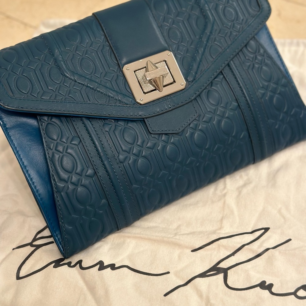 Emm Kuo “on the Bund” Teal Blue/Green Clutch